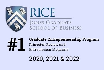 Rice University Jones School of Business ranked #1 in entrepreneurship