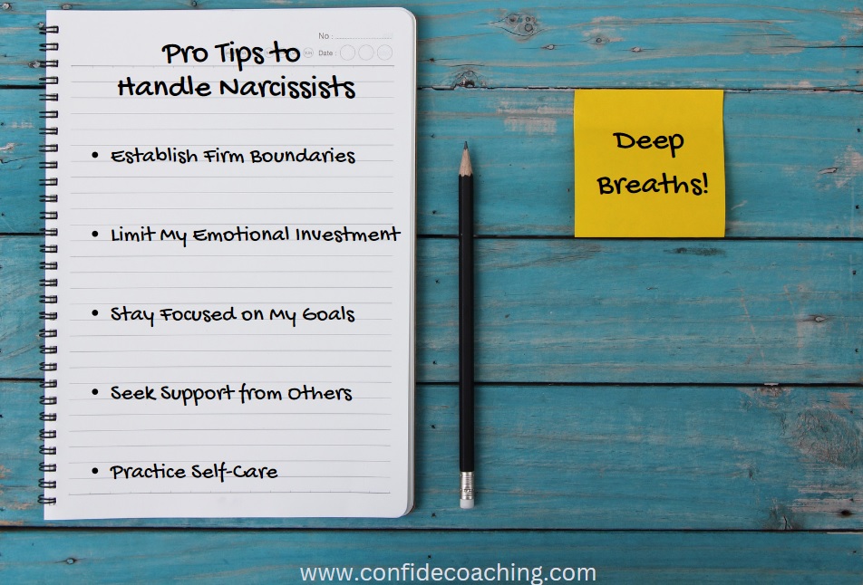 notebook on blue table 5 tips on handling narcissists